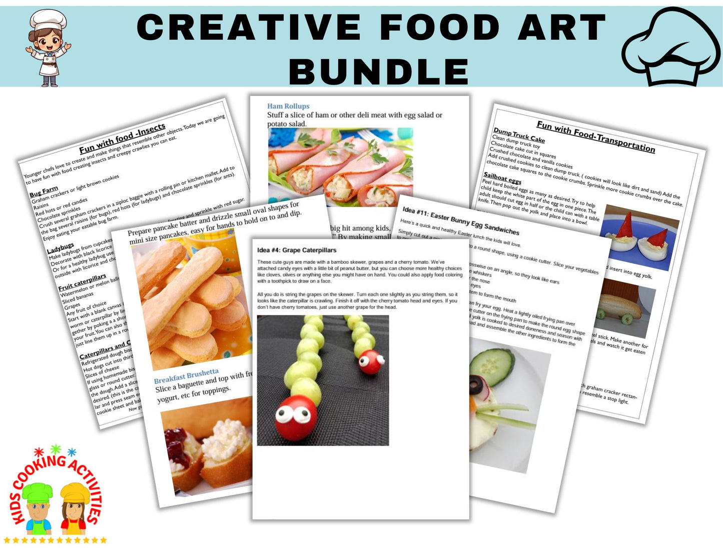 Creative Food Art Bundle - Finger Foods, Fun with Food Camp & Healthy Food Art-Digital Download