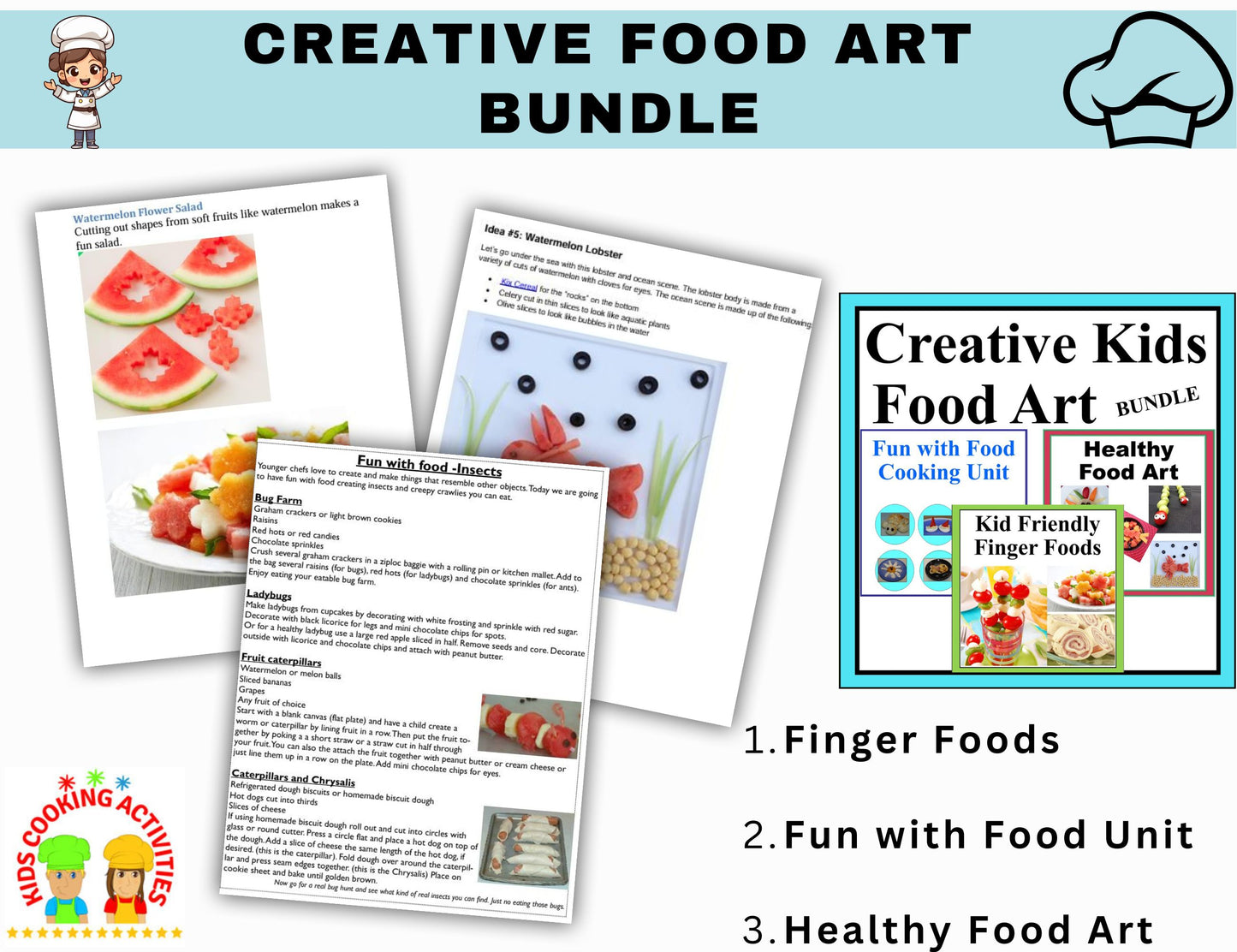 Creative Food Art Bundle - Finger Foods, Fun with Food Camp & Healthy Food Art-Digital Download