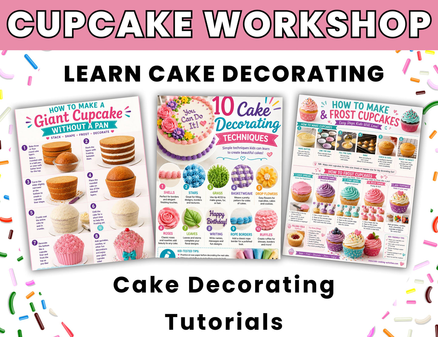 Kids Cupcake Decorating Workshop: Cupcake Recipes, Frosting Tips & Cake Decorating Tutorials -Digital Download