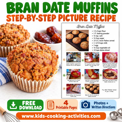 Bran Date Muffins Step-by-Step Picture Recipe free recipe card