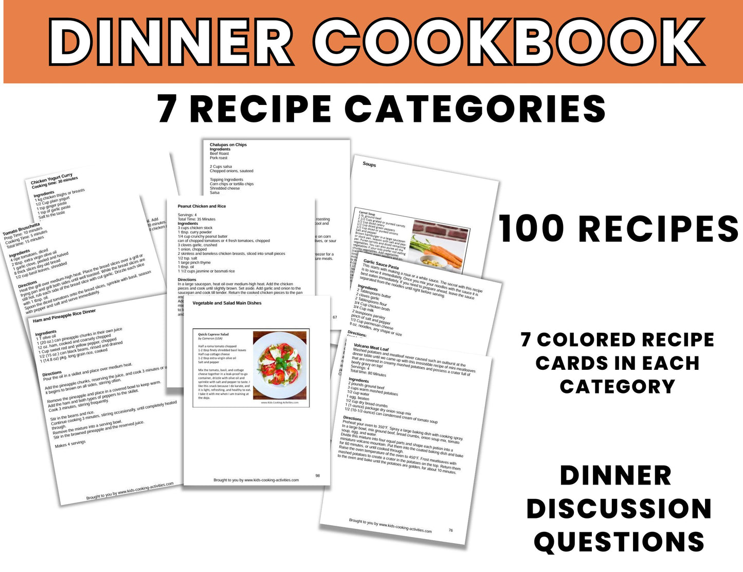 Kids Dinner Cookbook – 100 Easy and Delicious Dinner Recipes-Digital Download
