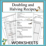 Doubling and Halving Recipes Worksheets-Digital Download