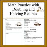 Doubling and Halving Recipes Worksheets-Digital Download