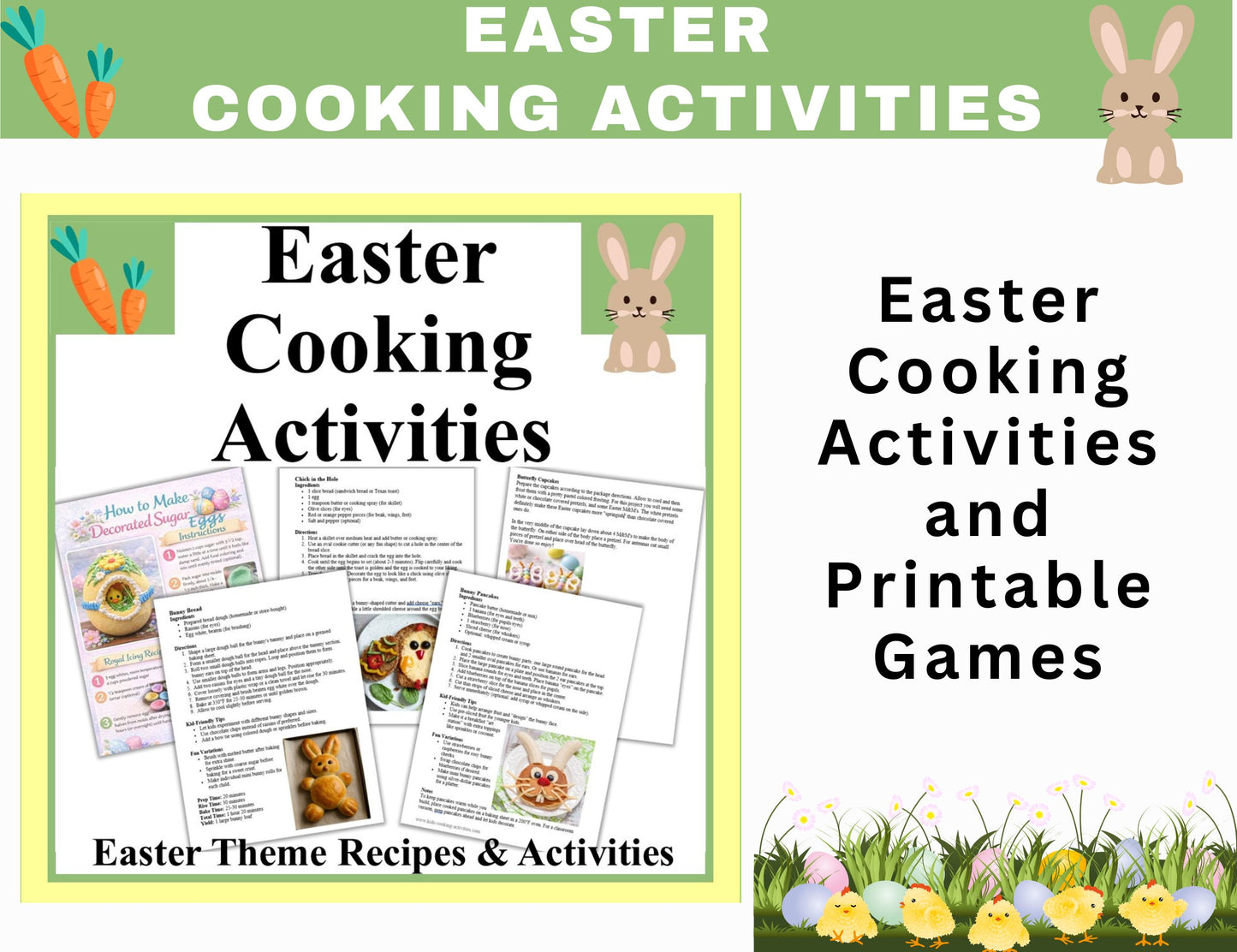Easter Cooking Activities & Printable Games – 30 Recipes + 10 Fun Printables-Digital Download