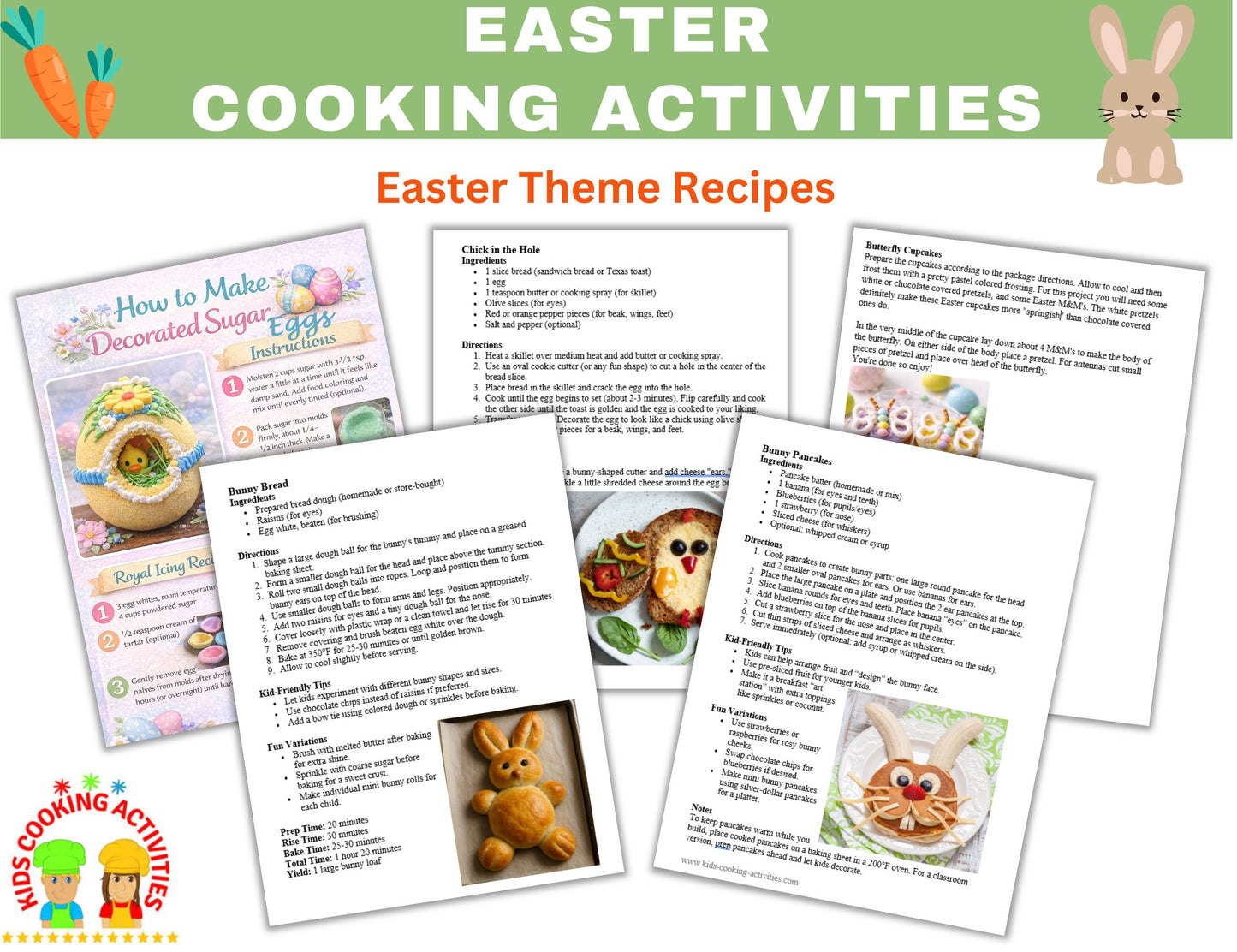 Easter Cooking Activities & Printable Games – 30 Recipes + 10 Fun Printables-Digital Download