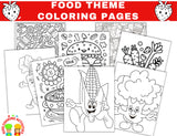 Food Theme Coloring Pages-101 Variety of Food Coloring Sheets-Digital Download