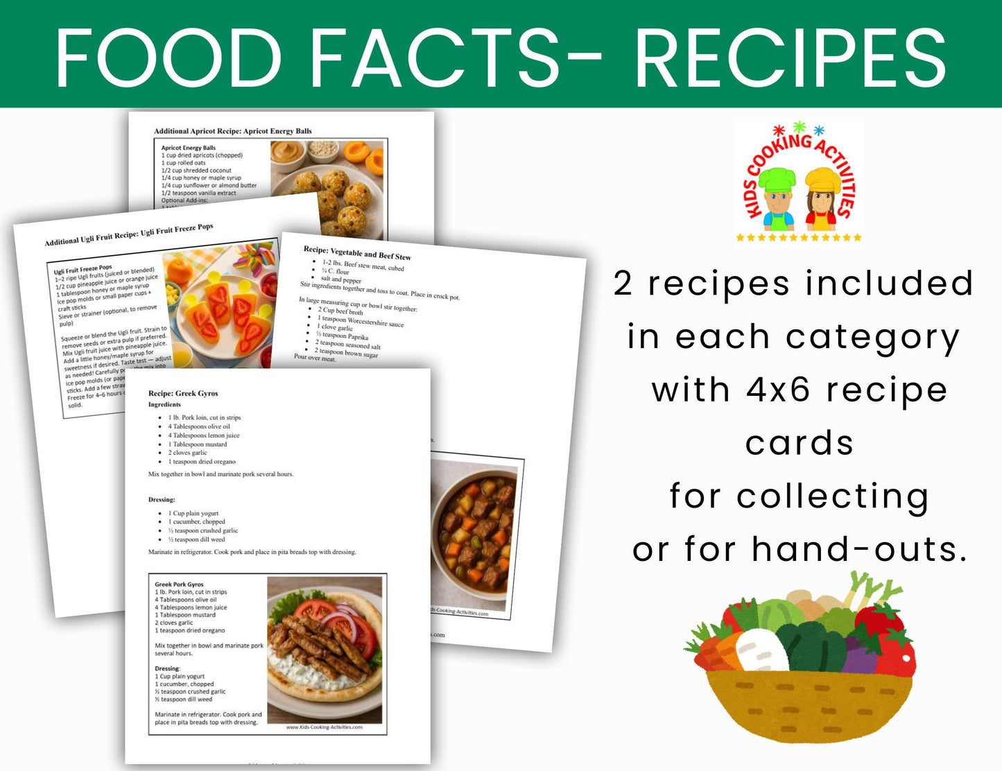 Learning about Food Facts- Info on Fruits, Vegetables, Grains, Dairy & Meat -Digital Download