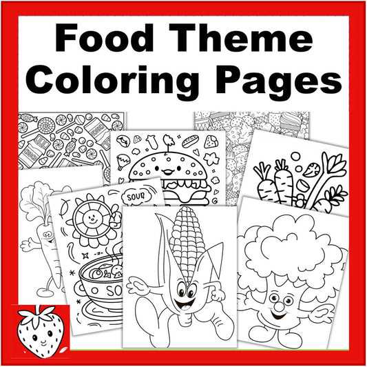 Food Theme Coloring Pages-101 Variety of Food Coloring Sheets-Digital Download