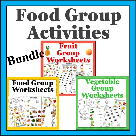 Food Group Worksheets Bundle Set-Food Group Learning Worksheets-Digital Download