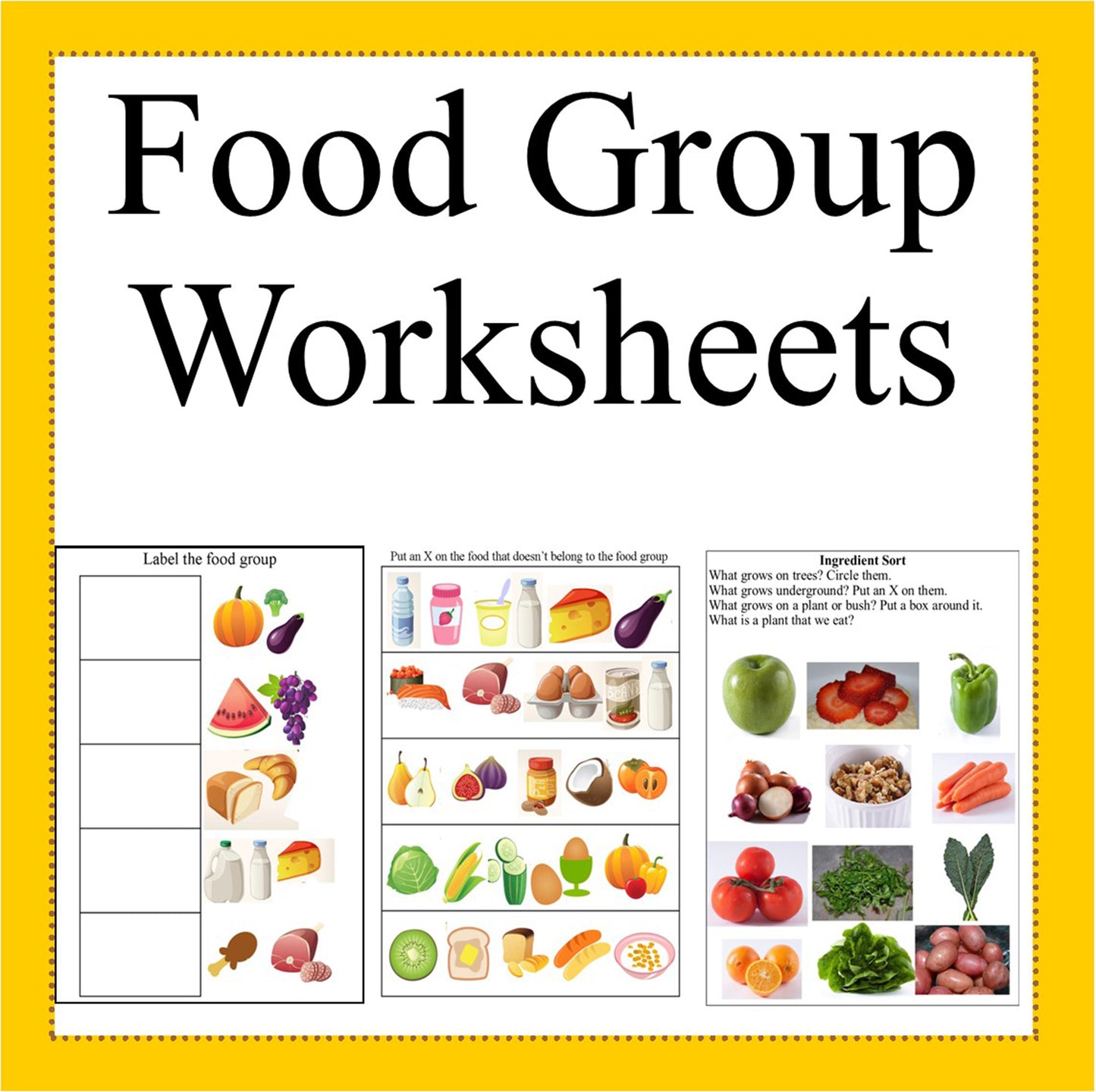 Food Group Activities and Worksheets-Digital Download