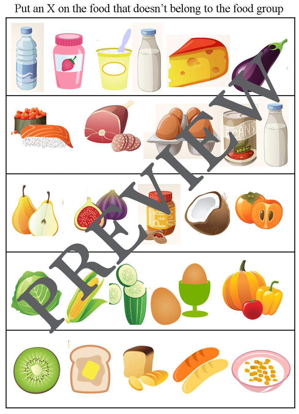 Food Group Worksheets Bundle Set-Food Group Learning Worksheets-Digital Download