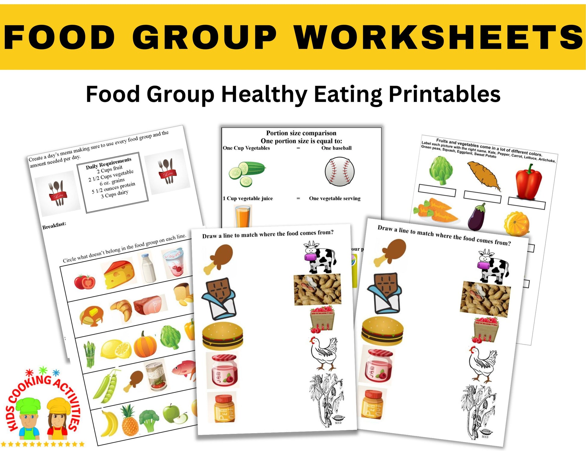 Food Group Activities and Worksheets-Digital Download – Kids Cooking Activities food-group-activities-and-worksheets-digital-download-kids-cooking-activities