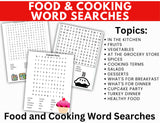 Cooking and Food Theme Word Searches-Digital Download