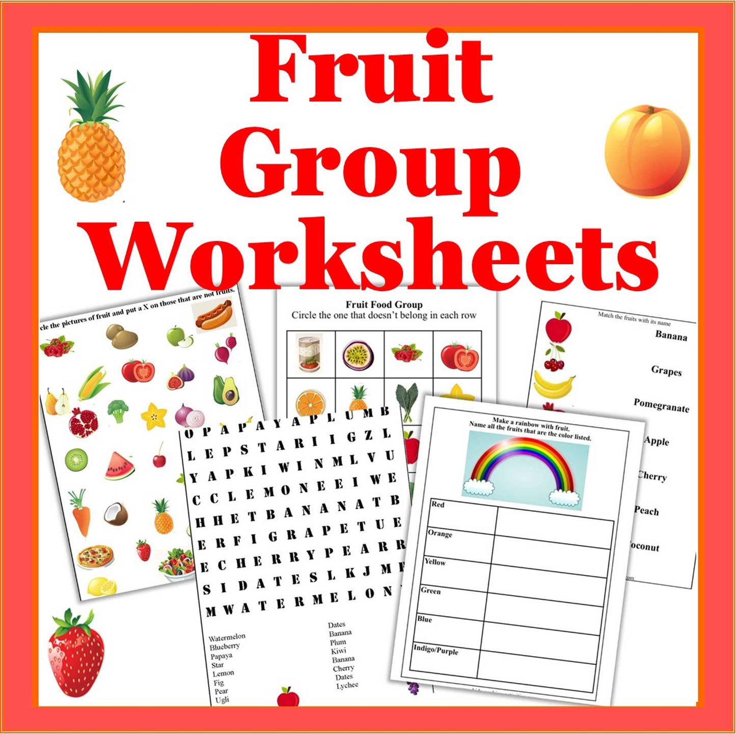 Food Group Worksheets Bundle Set-Food Group Learning Worksheets-Digital Download