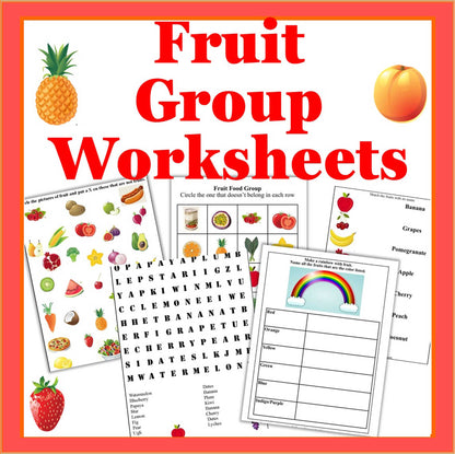 Food Group Worksheets Bundle Set-Food Group Learning Worksheets-Digital Download