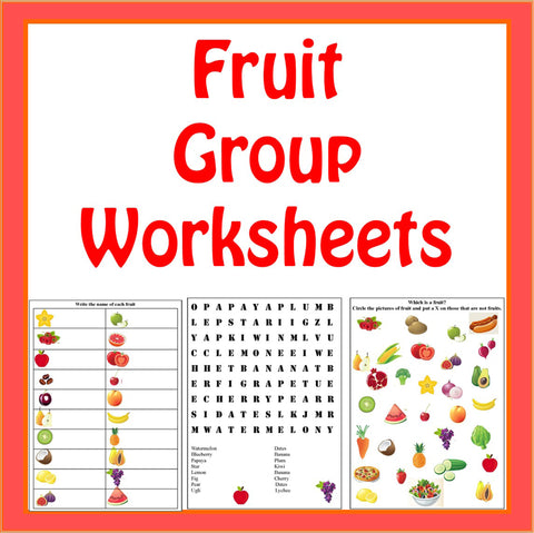 Fruit Group Worksheets-Digital Download
