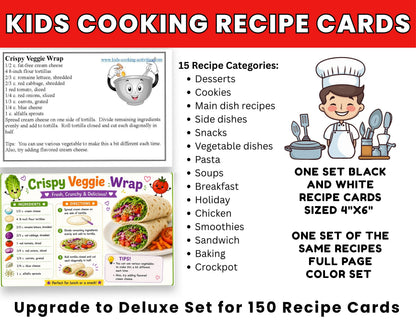 15 FREE Kids Cooking Recipe Cards-Digital Download