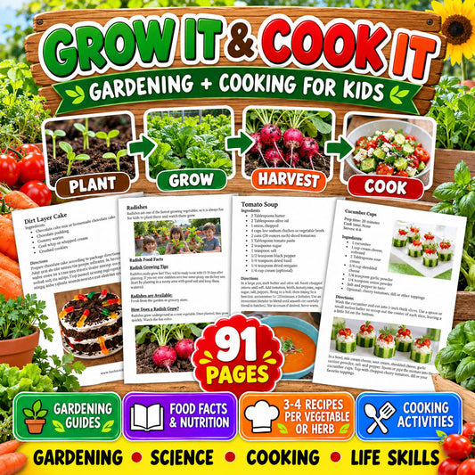 Grow It and Cook It gardening and cooking unit for kids with plant-to-plate activities and recipes