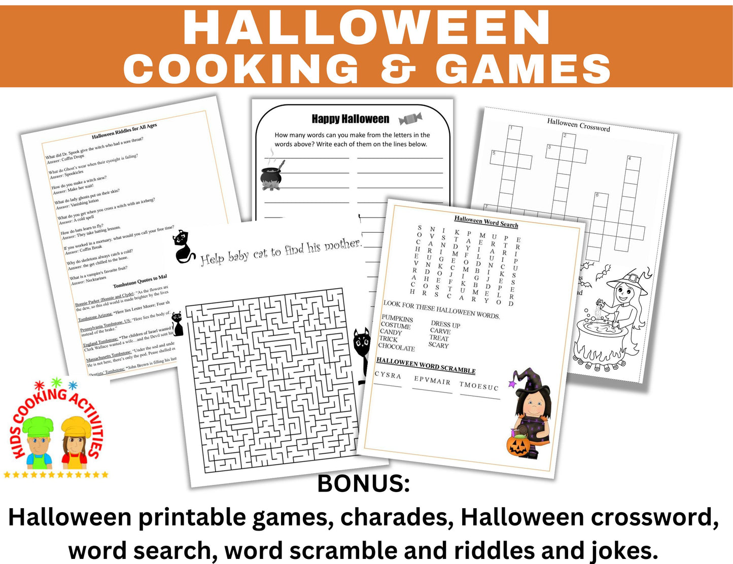 Halloween Cooking Activities and Printable Games-Digital Download