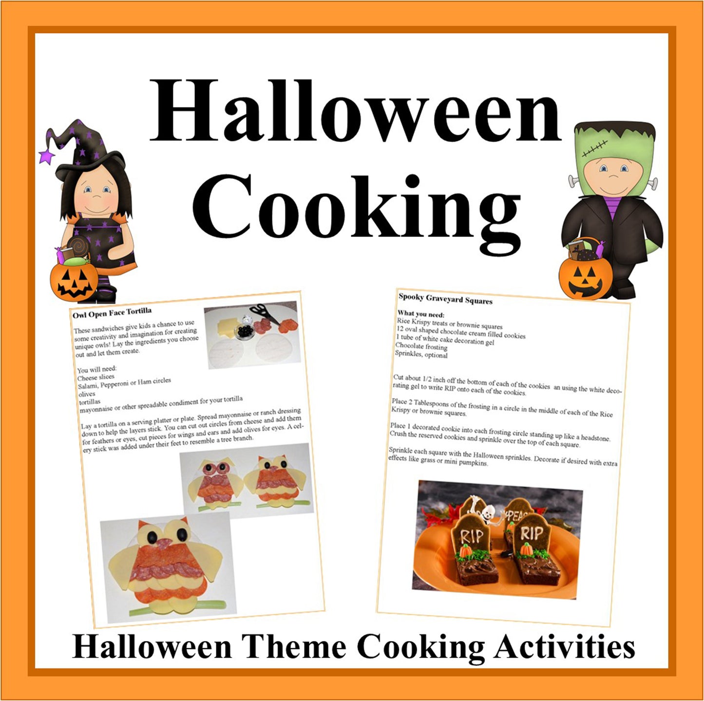 Halloween Cooking Activities and Printable Games-Digital Download