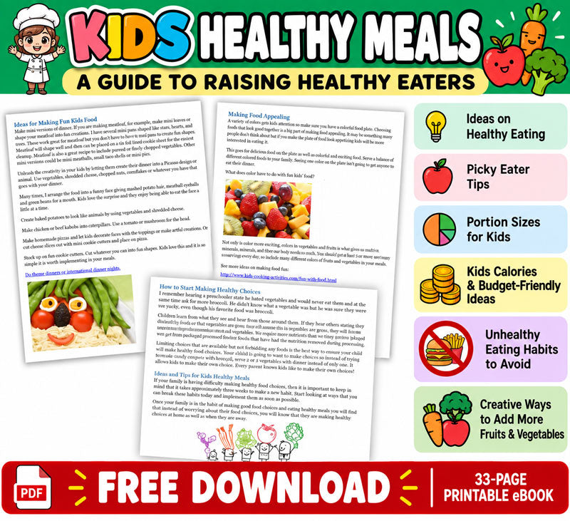 Free Kids Healthy Meals Guide 33-page printable healthy eating eBook