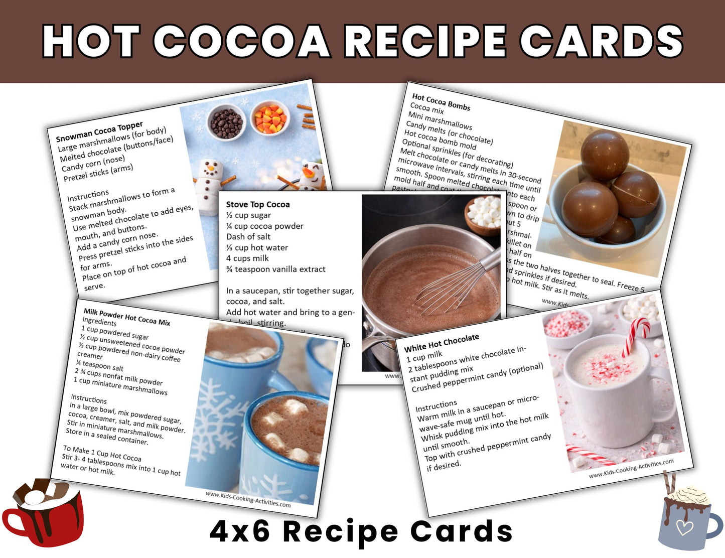8 Hot Chocolate Theme Recipe Cards