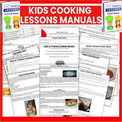 Cooking Teacher Curriculum Set to Use for Adults -Lesson Manuals, Cooking Posters, Cooking Worksheets-Digital Download