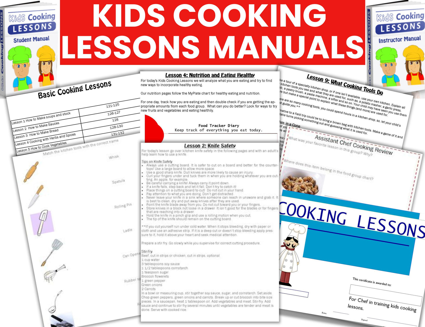 Kids Cooking Lessons Student Manual--Digital Download