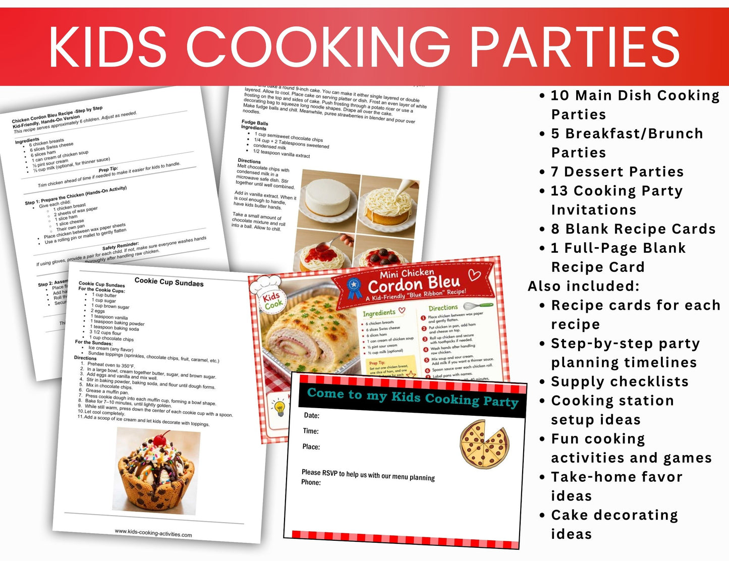 Kids Cooking Parties BUNDLE Set – Party Plans, Printables, and Games for Themed Cooking Fun (Digital Download)