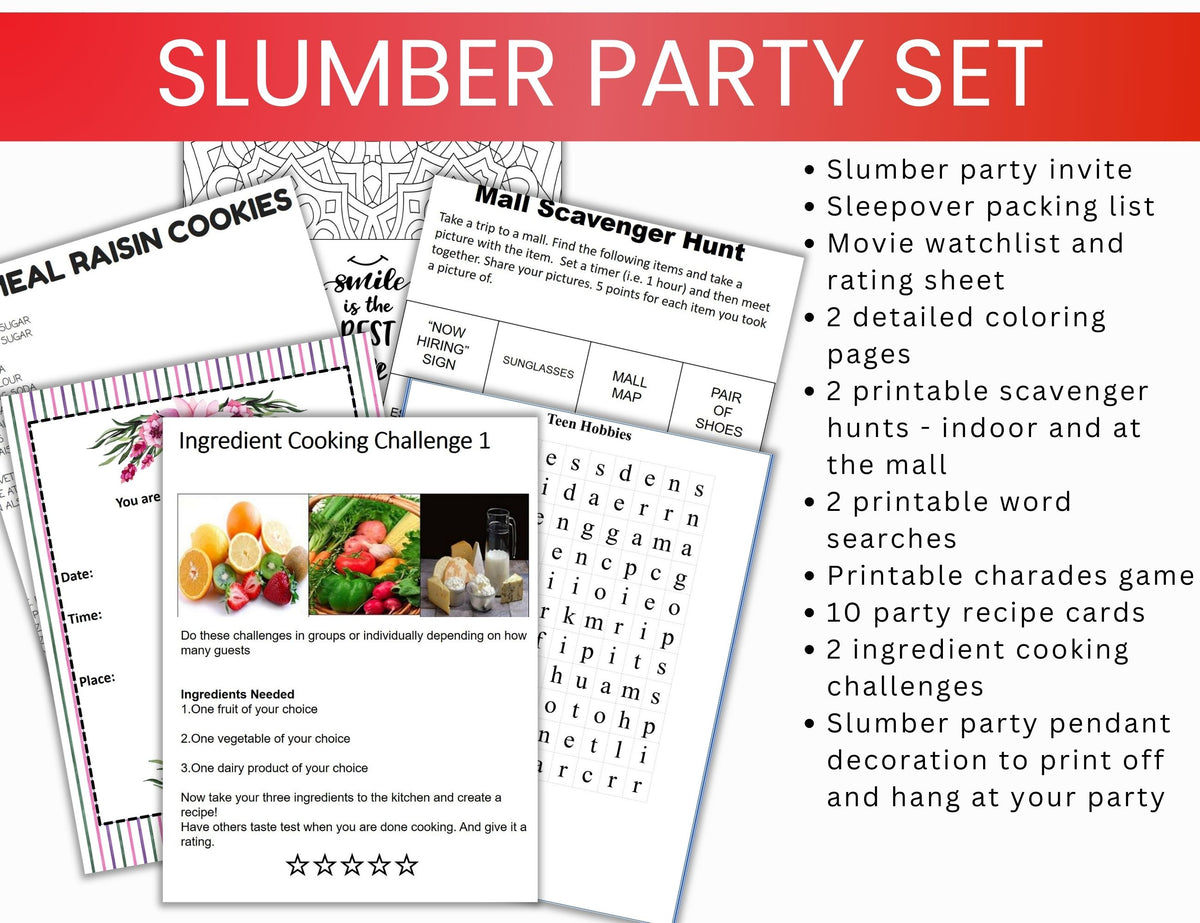Slumber Party Script Slumber Party Printables