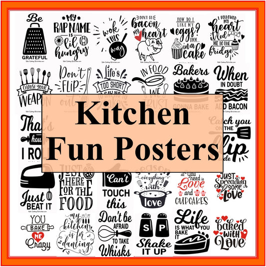 26 Kitchen Fun Posters - Play on Word Kitchen Theme Posters--Digital Download