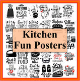 26 Kitchen Fun Posters - Play on Word Kitchen Theme Posters--Digital Download