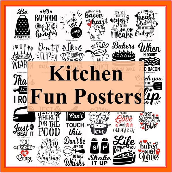 Fun Kitchen Rosters 26 Kitchen Fun Posters - Play on Word Kitchen Theme Posters--Digital D ...