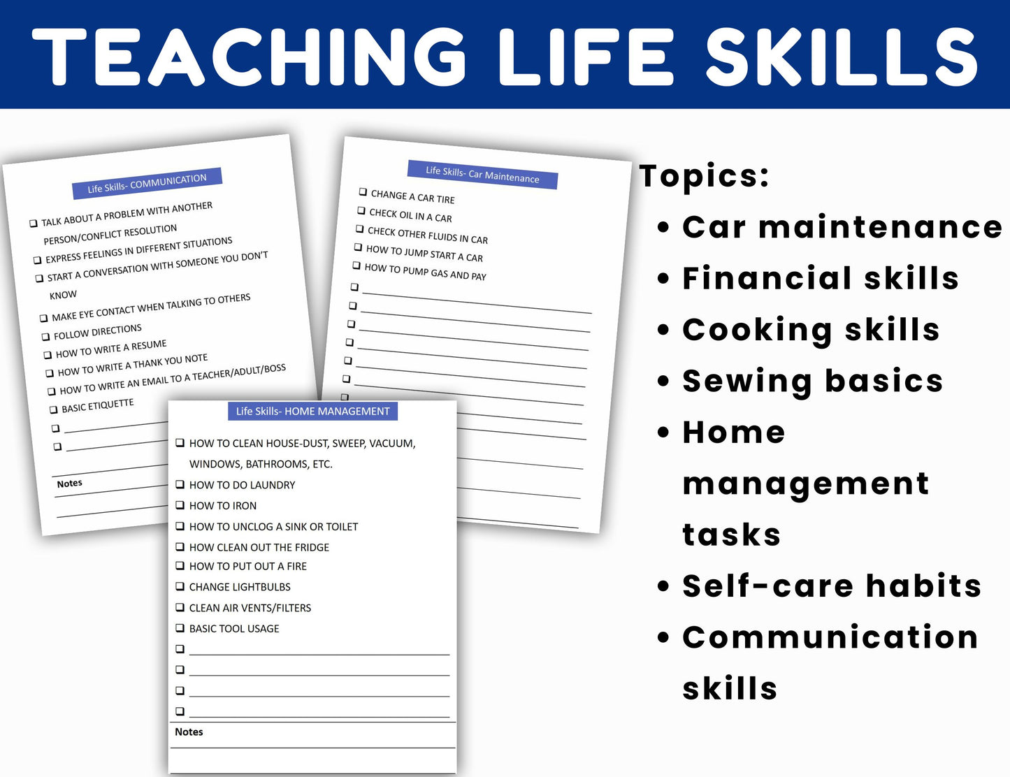 Teaching Life Skills Checklists and Resources-Digital Download