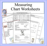 Kitchen Measuring Chart Worksheets - Cooking Measurements Worksheets-Digital Download