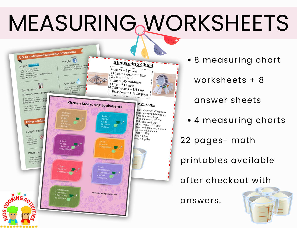 Kitchen Conversion Activity Kitchen Measuring Chart & Conversion- Measurements Worksheets -Cooking ...
