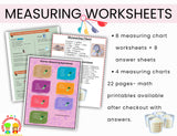 Kitchen Measuring Chart Worksheets - Cooking Measurements Worksheets-Digital Download