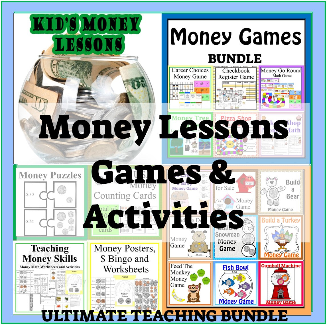 Teaching Kids about Money Lessons, Games and Activities Bundled Set-Digital Download