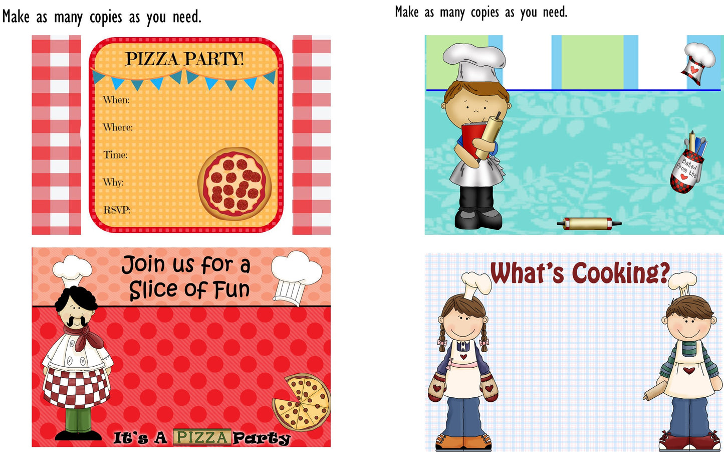 Kids Cooking Parties BUNDLE Set-Digital Download