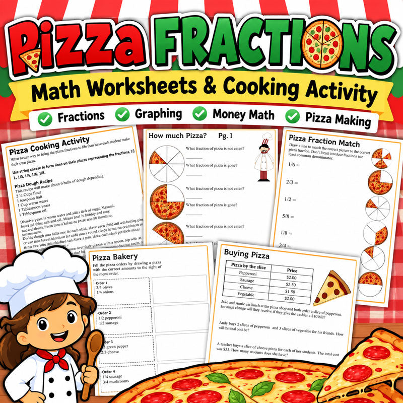 pizza fractions and pizza cooking activity