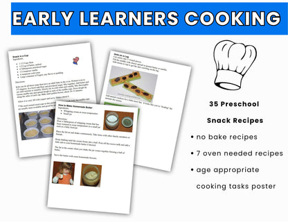 Preschool - Grade 1 Class Cooking Recipes and Ideas-Early Learning Cooking Activities-Digital Download