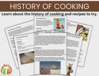 Cooking throughout History -History of Cooking and Recipes to Try -Digital Download