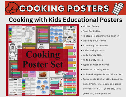 Kids Cooking Poster Set - Digital Download Bundle