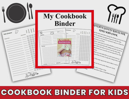 My Cookbook Recipe Binder for Kids- Collect 100 Recipes Plus Kitchen Safety Tips for Children-Recipe Journal to Write In 100 Recipes-Digital Download