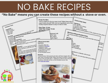 No Bake Cookbook For Kids- 60 No Bake Recipes- Digital Download