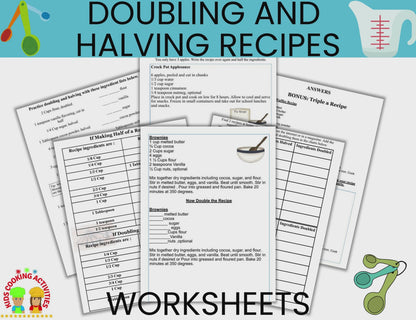 Doubling and Halving Recipes Worksheets-Digital Download