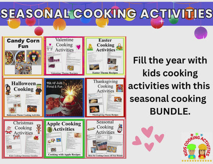 Seasonal Cooking Activities and Ideas 10 Set BUNDLE- Kids Cooking Ideas to Cook All Year Long-Digital Download