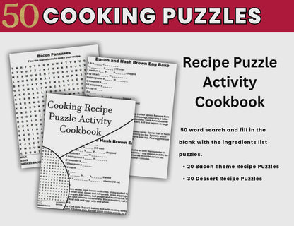 Cooking Recipe Puzzle Activity Cookbook-Digital Download