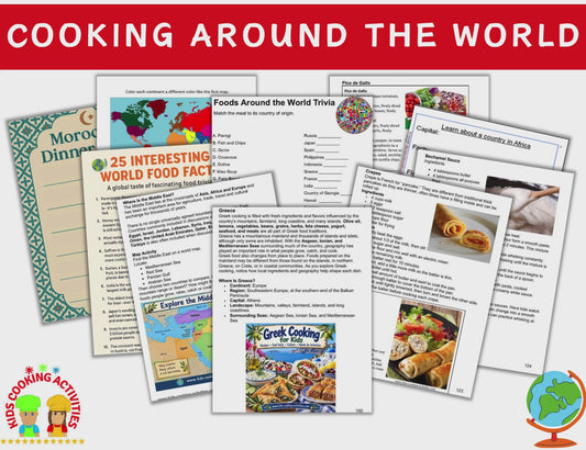 Cooking Around the World: World Studies Curriculum & Recipe Collection - 394 Pages -Digital Download