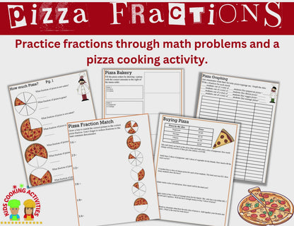 Pizza Fractions Math and Cooking Activity-Digital Download